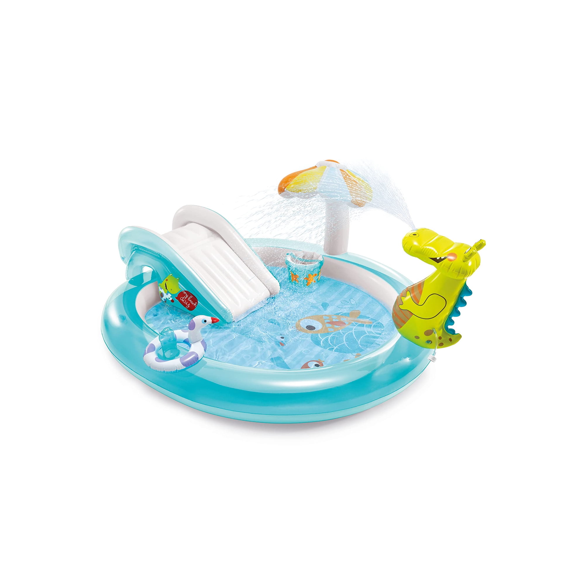 Piscina Inflable Para Niños Intex Gator Con Tobogán Y Rociadores