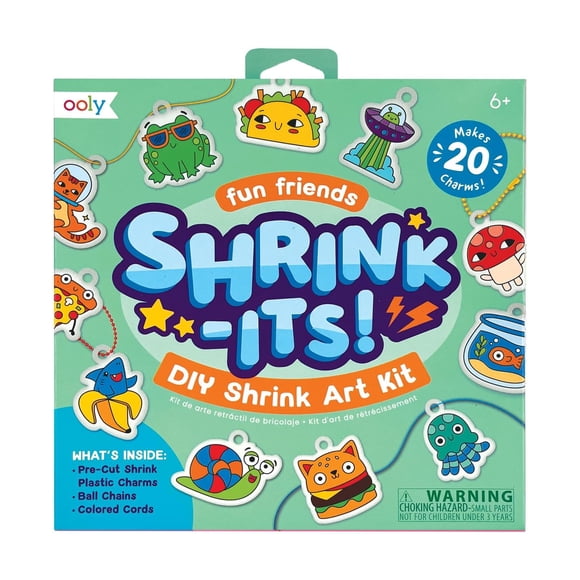 Kit de arte Ooly Shrink-Its! Hazlo tú mismo, 28 unidades, con colgantes y más
