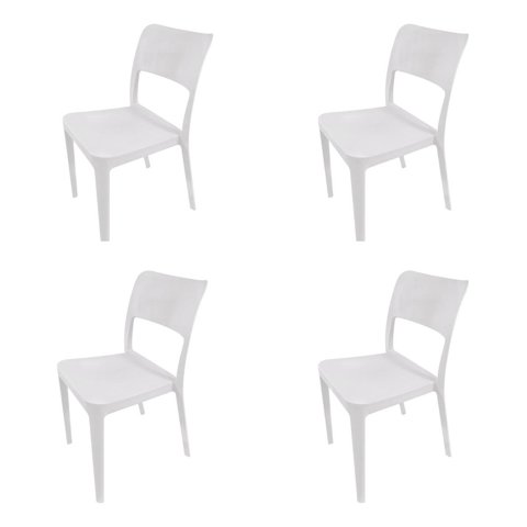 Pack 4 Sillas De Comedor Plásticas Minimal Blanco Dvp
