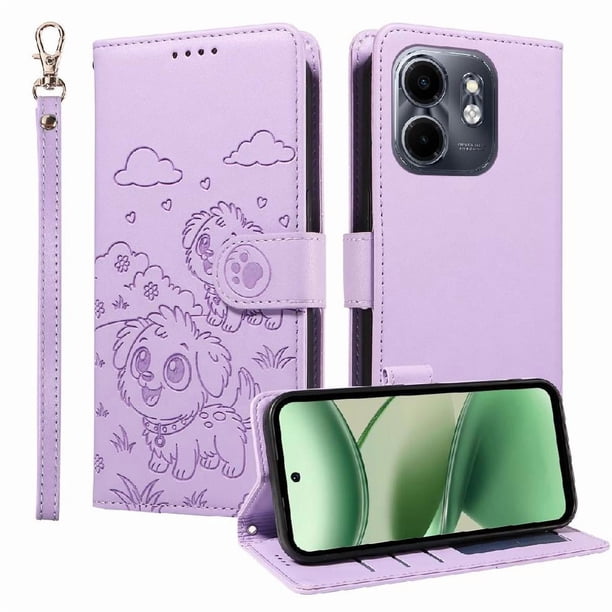 Funda Billetera FOXDOCK Compatible con Infinix Smart 9 4G, Diseño Perrito Tierno, Ranuras para Tarjetas y Soporte Plegable