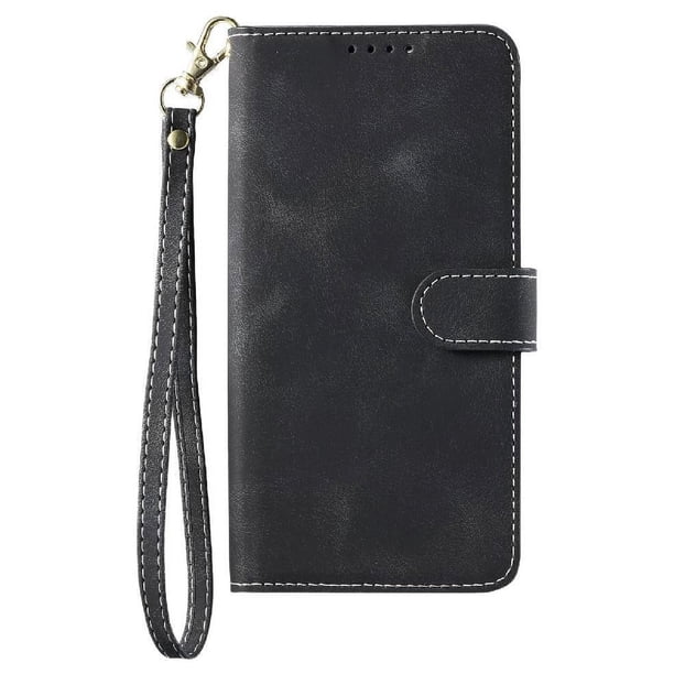 Funda Cartera para Samsung Galaxy S21 FE Tapa con Ranuras, Soporte y Correa Negro