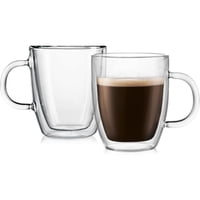 Genérica - Set 2 Vasos Vidrio Borosilicato Taza De Café 450 Ml. No Bpa