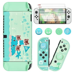 Funda Aaronmei Para Switch Oled Verde Animal Crossing