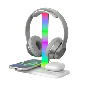 Genérico - Soporte De Auriculares 4 En 1 Con Cargador Inalámbrico De 15 W Para Airpods Max/Pro Ios Watch Y Auriculares-Blanco