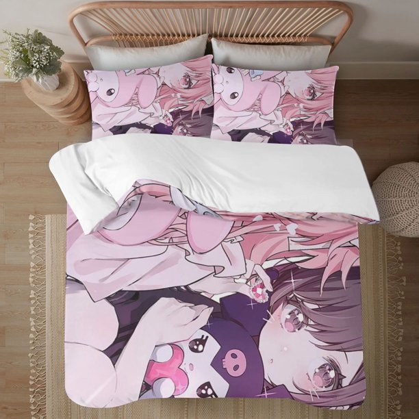 Kuromi Soft 3D Printed Duvet Cover Bedding Set with Comforter Cover 3 Piece Set