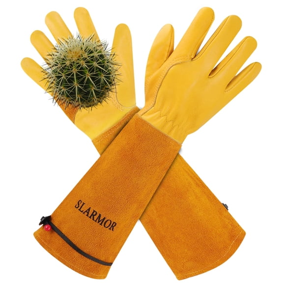 Guantes de jardinería SLARMOR resistentes a espinas de cuero vacuno talla L