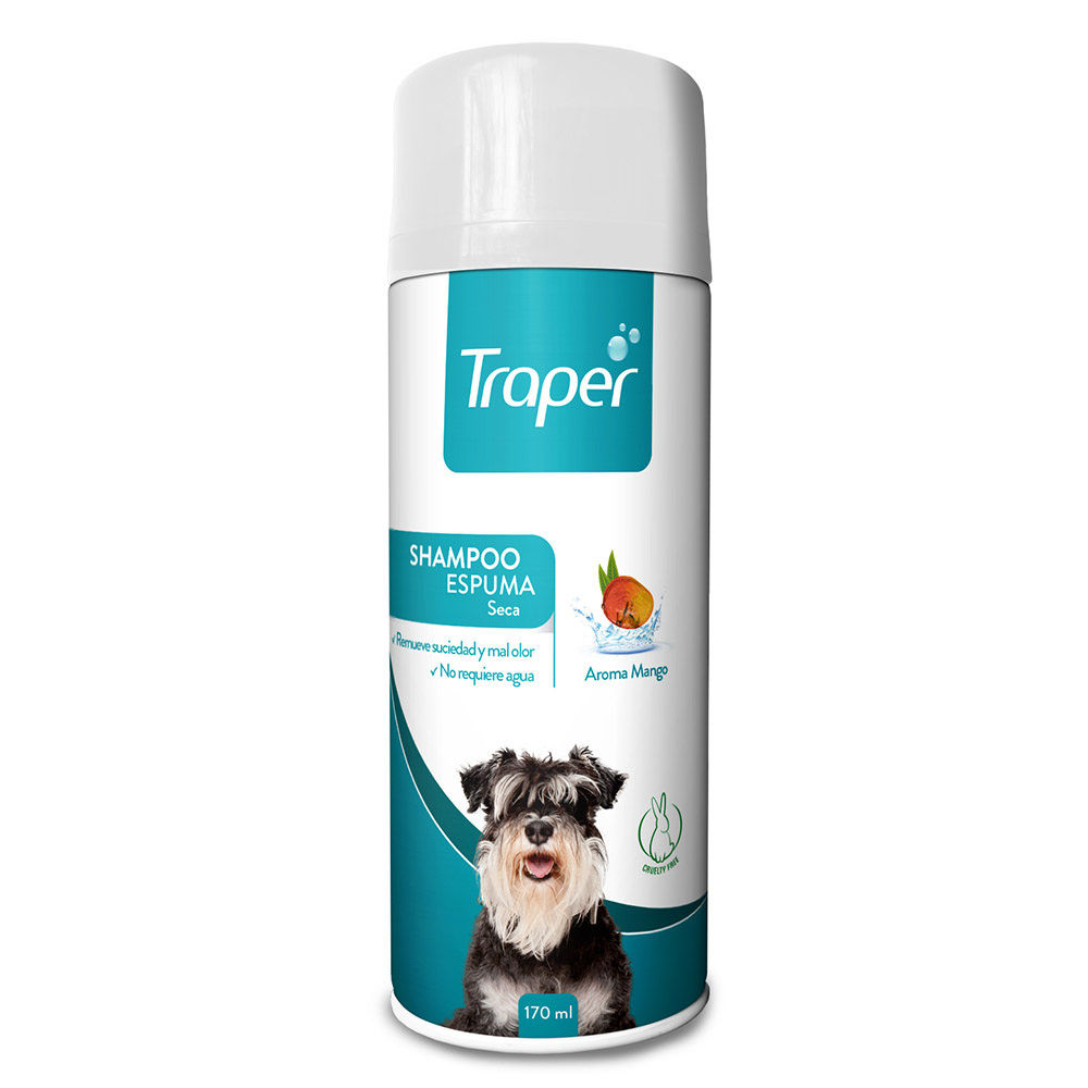 Traper - Shampoo Para Perro Espuma Seca Aroma Mango Lata