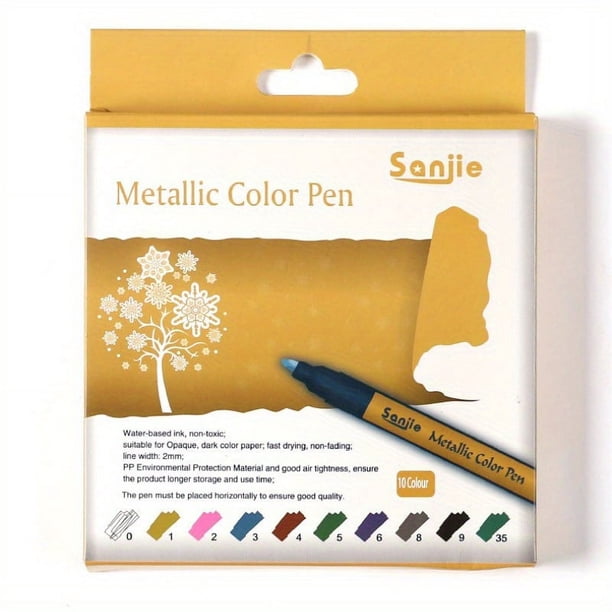 10pcs Metallic Marker Pens - Perfect for Rock Painting, Black Paper, Card Making, Scrapbooking & More!