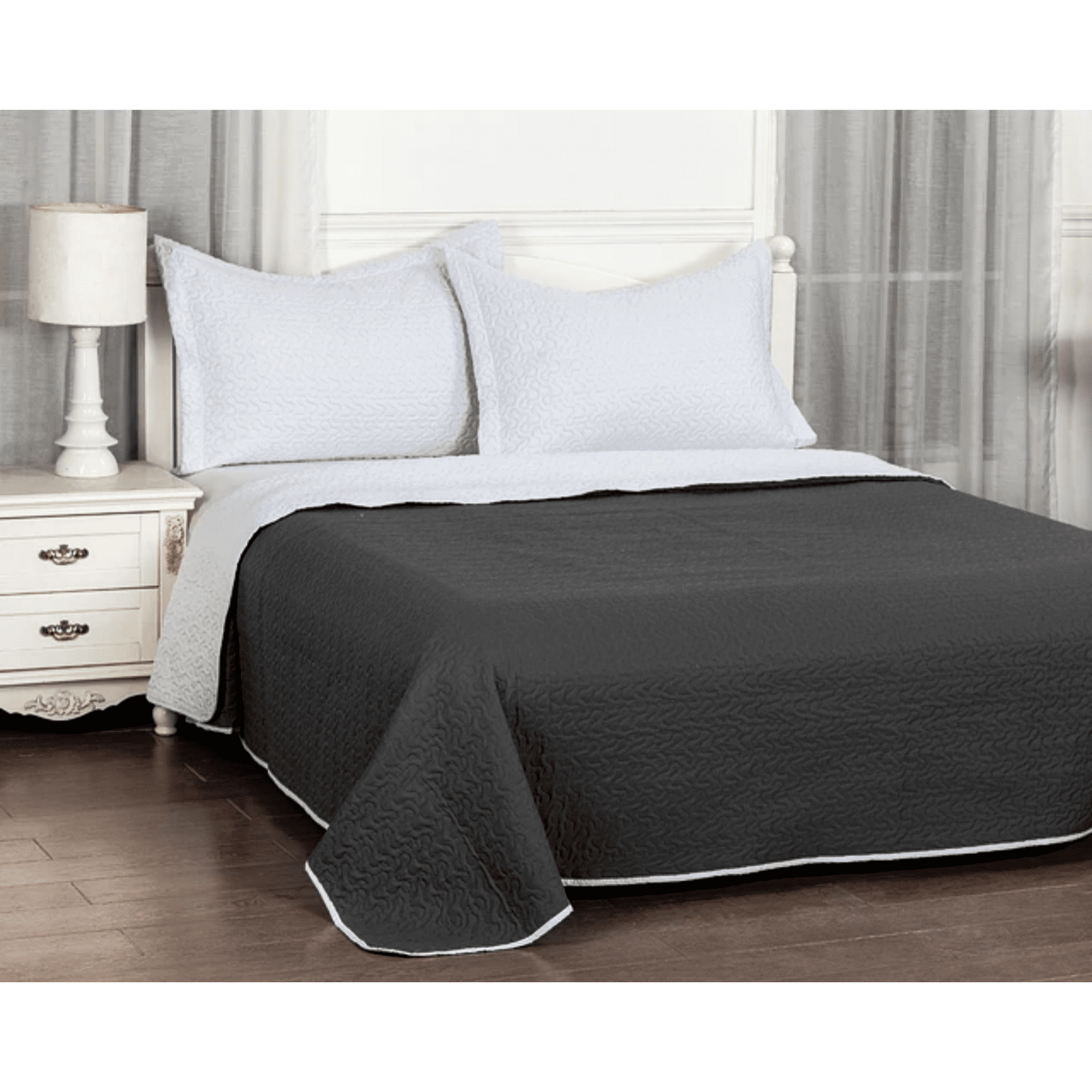 Clems - Cubrecama Quilt Reversible 2 Plazas 240x260cm Gris