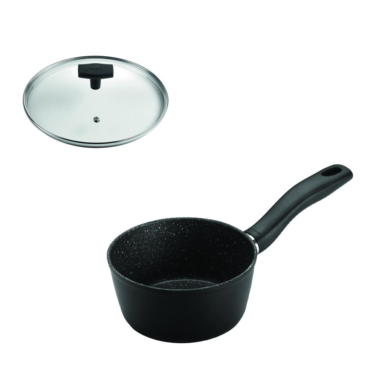Ghidini - Set Cacerola 16cm Negro Línea Con Tapa Daily