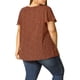 thumbnail image 4 of GRACE & GRANDEUR Blusa de Gasa Floral con Cuello de Ojal y Mangas Cortas Acampanadas para Mujer de Talla Grande 2X Burdeos, 4 of 8