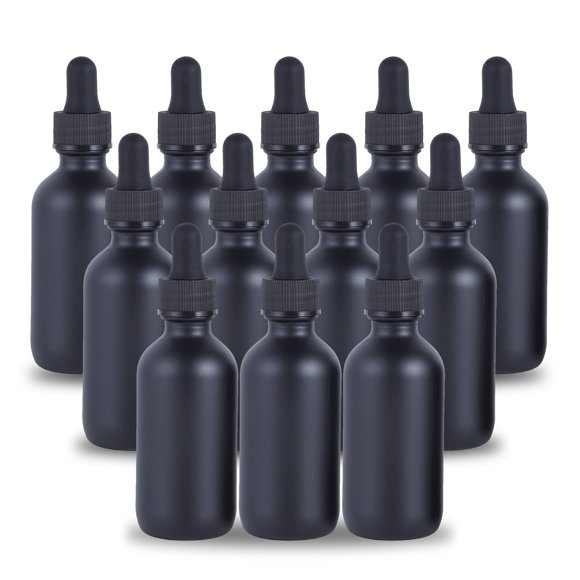 Frasco cuentagotas YONKAN Boston de vidrio negro de 30 ml, paquete de 12 unidades, 1 onza