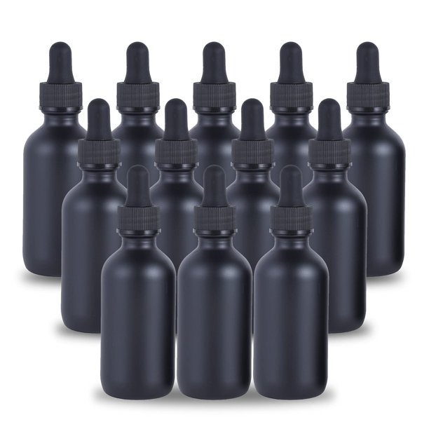 Frasco cuentagotas YONKAN Boston de vidrio negro de 30 ml, paquete de 12 unidades, 1 onza