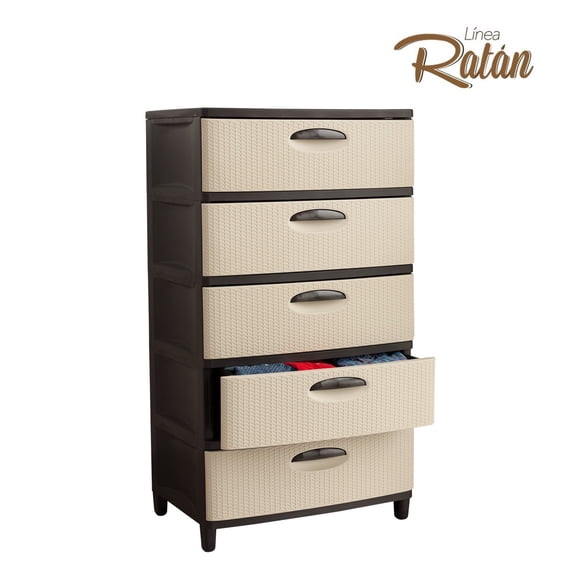 Cajonera super nova 5 niveles beige extra resistentes 119,3x65x48 cm