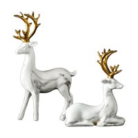 Magideal - Estatuas De Estilo Nórdico, Escultura De Resina, Adornos De Ciervos De Alce, Artesanías De Gabinete Para El Hogar, Adornos De Arte, Accesorios De Escu , Bnco Elk Ciervo Opción 1-Blanco