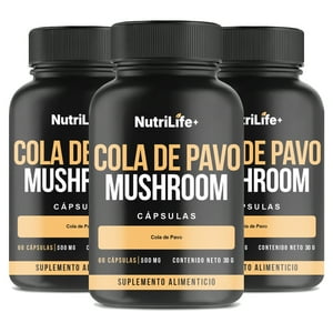 Emetres - Pack 3 Cola De Pavo Mushroom 180 Capsulas Nutrilife+ Sistema Inmune Sin Sabor