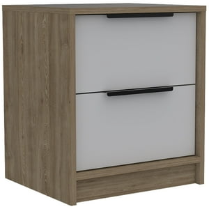 Fmfurniture - Velador 2 Cajones Fm-021C - Café Claro / Blanco