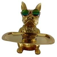 Bothyi - Estatua De Resina Para Perros, Bandeja Para Llaves, Cuenco Para Llaves Para Teléfono, Almacenamiento De Monedas, Dorado