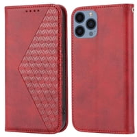 Funda Flip Foxdock Para Iphone 12 Mini , Estilo Billetera Con Diseño Rombo, Correa De Mano Y Soporte, Uso Diario