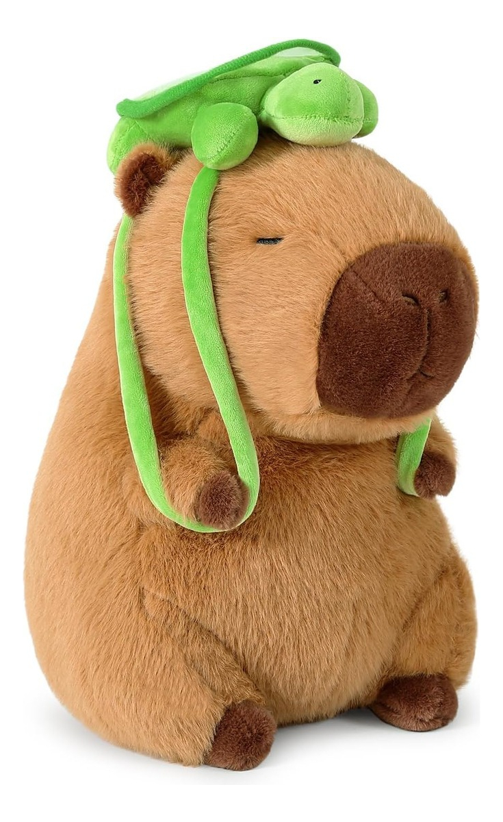 Peluche Capibara Con Zaino Tartaruga – 25 Cm Di Tenerezza, Super Morbido, Regalo Per Bambini