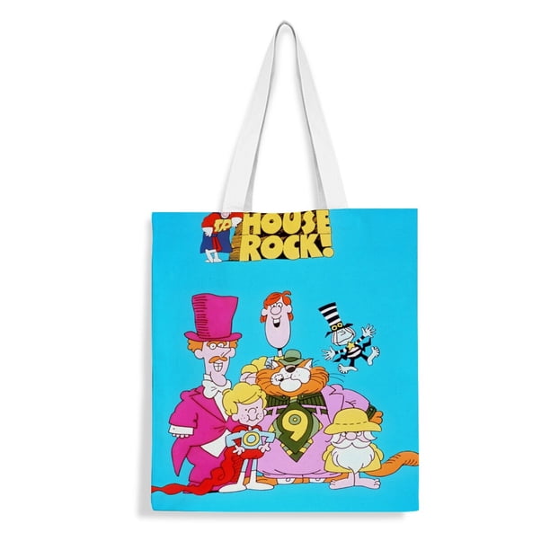 Schoolhouse Rock Bolso de tela con estampado de lienzo para mujer, bolsa de compras reutilizable y estética, con cremallera interior, regalo para mujer,40*45cm.