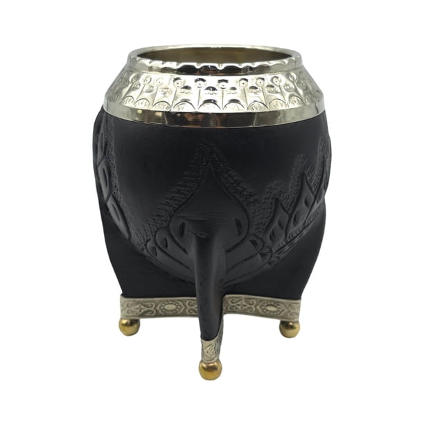 Mate Torpedo Negro de Calabaza con Virola Cincelada negro Noble