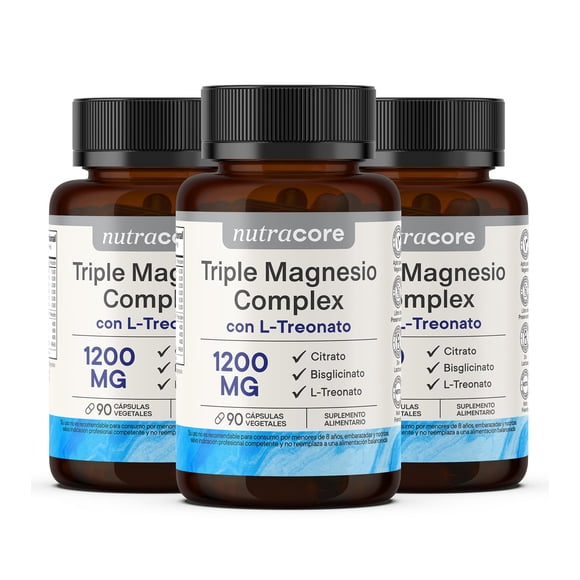 Triple Magnesio Complex 1200mg - Pack 4.5 Meses - 2x90 Cápsulas Vegetales | NutraCore