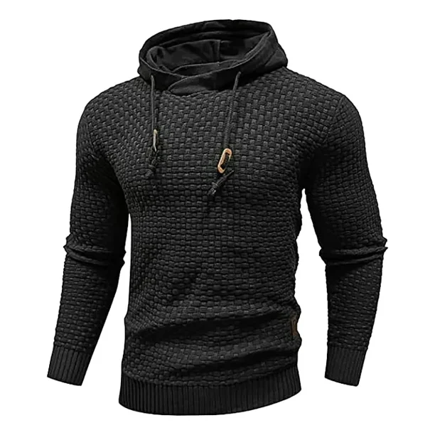 Polerón Hombre Tejido Waffle Negro Manga Larga Hoodie d&b