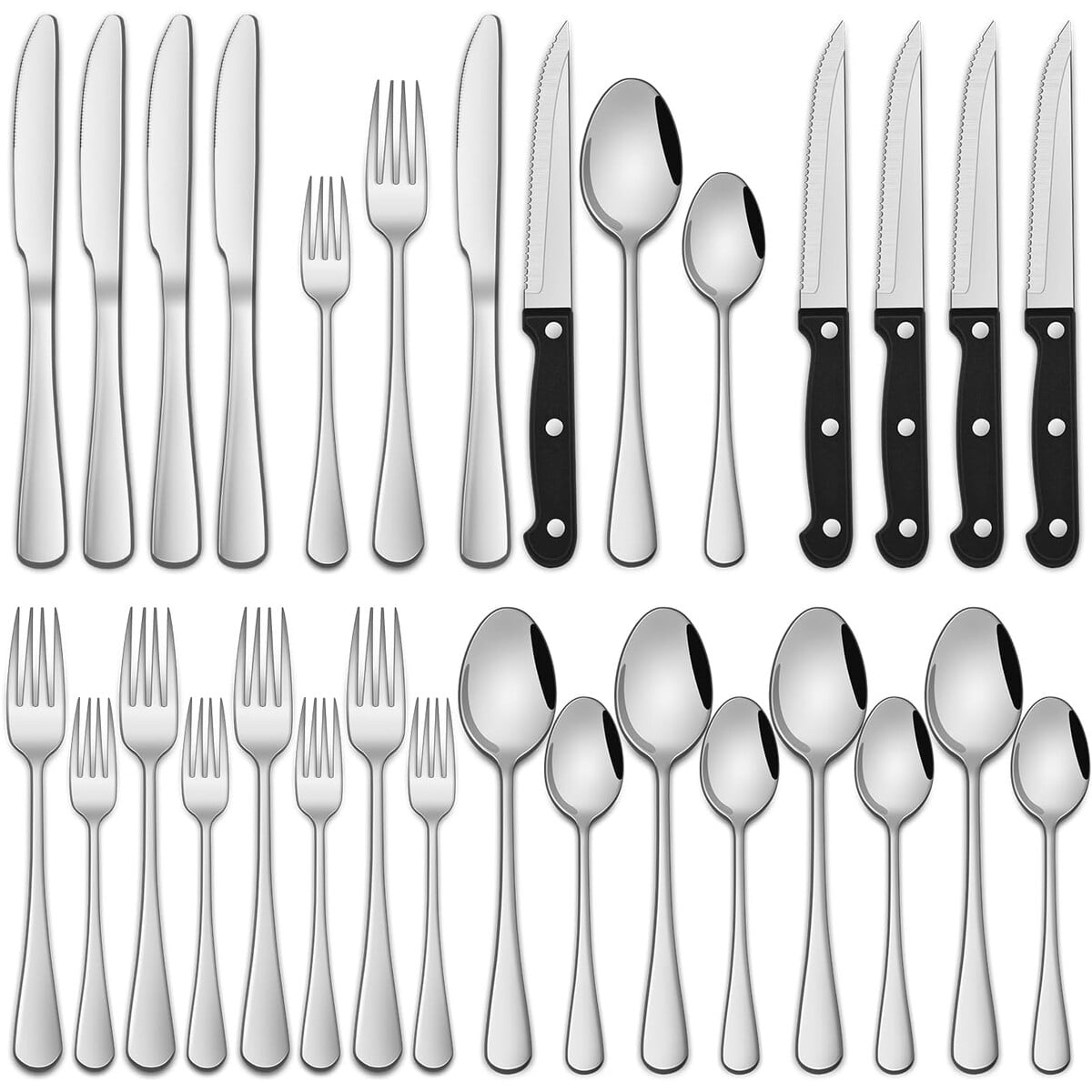 Set Cubiertos Dehov 24 Piezas Acero Inoxidable Con Cuchillos