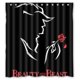 thumbnail image 1 of Cortina de ducha de La Bella y la Bestia con diseño de rosas y ganchos, tamaño 60 x 72 pulgadas, 1 of 3