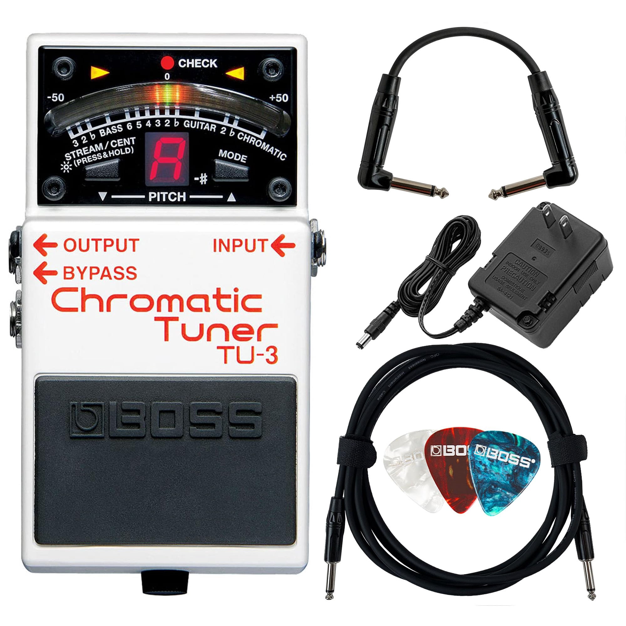 Pedal Afinador Cromático Boss Tu-3 Con Fuente De Alimentación Y Cables
