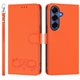 thumbnail image 2 of Funda de Cuero Tipo Billetera para Samsung Galaxy S26 Plus 5G 6.7", con Tarjetero, Pulsera, Soporte a Prueba de Golpes con Relieve de Patrón Feliz, Naranja, para Galaxy S26 Plus 5G, 2 of 9