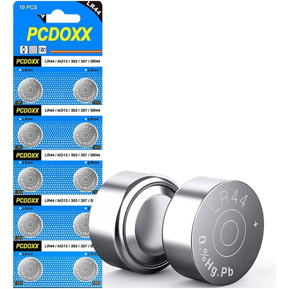 10x Pila Bateria Tira Lr44 Ag13 A76 Reloj Calculadora Juego plateado