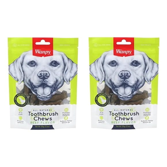 Pack X2 Snack Para Perros Wanpy Cuidado Bucal Masticable 100g C/u verde claro