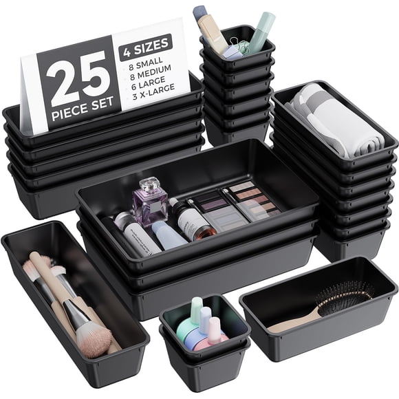 Set organizador de cajones de plástico Caddy BiuLeon 25 piezas negro