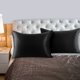 thumbnail image 1 of PiccoCasa 2 Piezas Funda de Almohada de Satén con Cremallera Sedosa, King Negro, 1 of 7