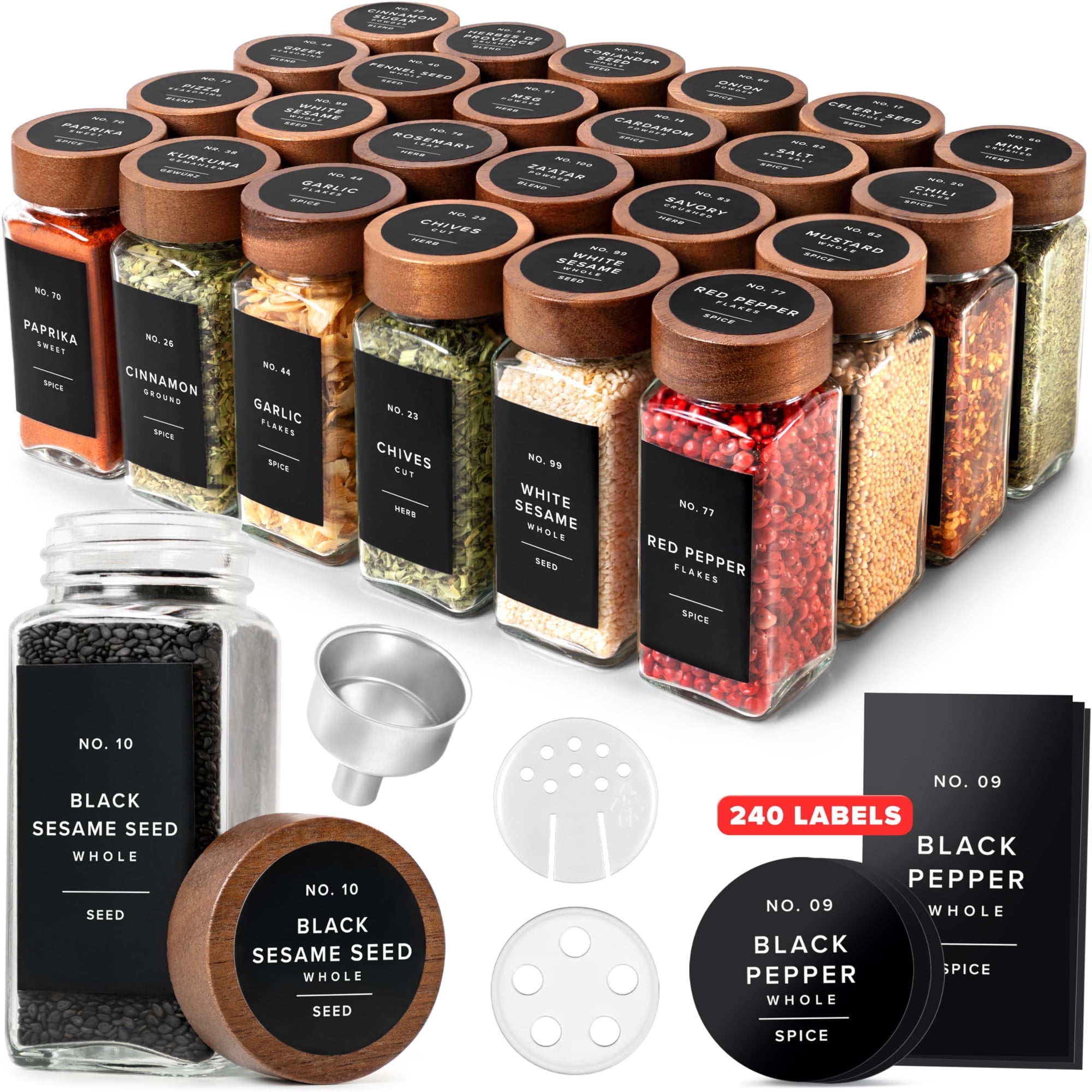 Frascos Para Especias Edelhaus® Cuadrados Con Tapa De Acacia, 4 Oz (paquete De 24)