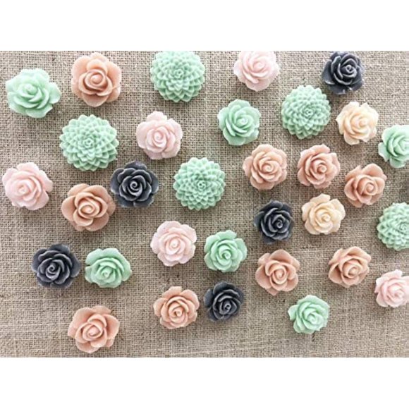 Chinchetas Temoyj 24 unidades 18‑23 mm Menta/Gris/Rosa