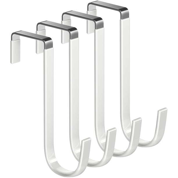 Ganchos para colgar en la puerta Mars-Rock, 4 piezas, 14 cm, acero con recubrimiento blanco