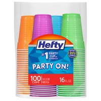 Vasos Desechables De Plástico Hefty Party On, 16 Onzas, 100 Unidades
