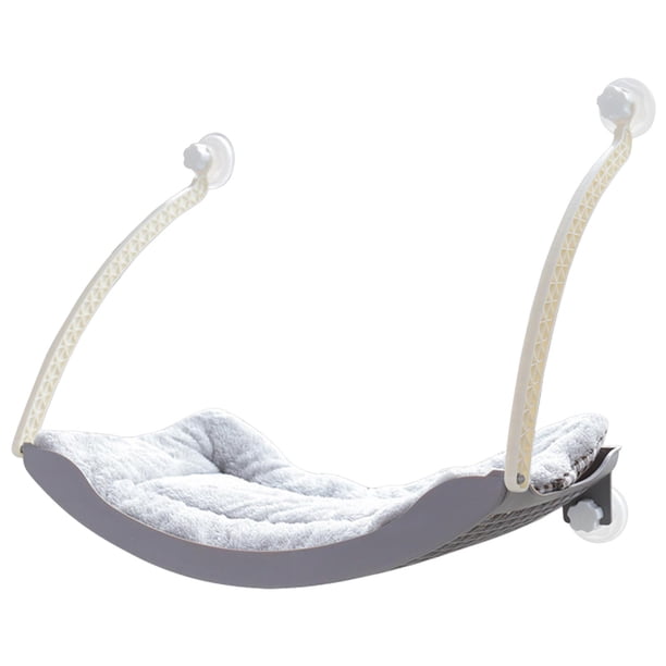 Cama para , Percha para Ventana de Gato, Ventosas para Asiento de Ventana, Hamaca para Gato Que Ahorra Espacio, Asiento de para Mascotas - Alfombrilla . Alfombrilla de felpa gris.