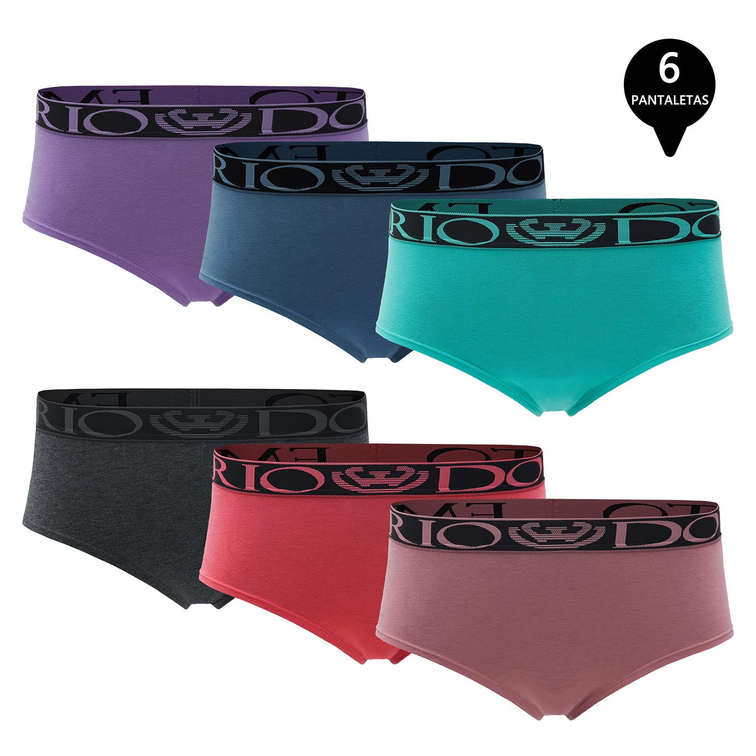 Giovacchino - Pack De 6 Calzones Bikini Tiro Alto Algodón Mujer