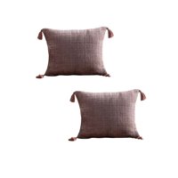 Genérico - Pack De 2 Fundas De Cojin Chenille Con Borlas 45X45 Rosa