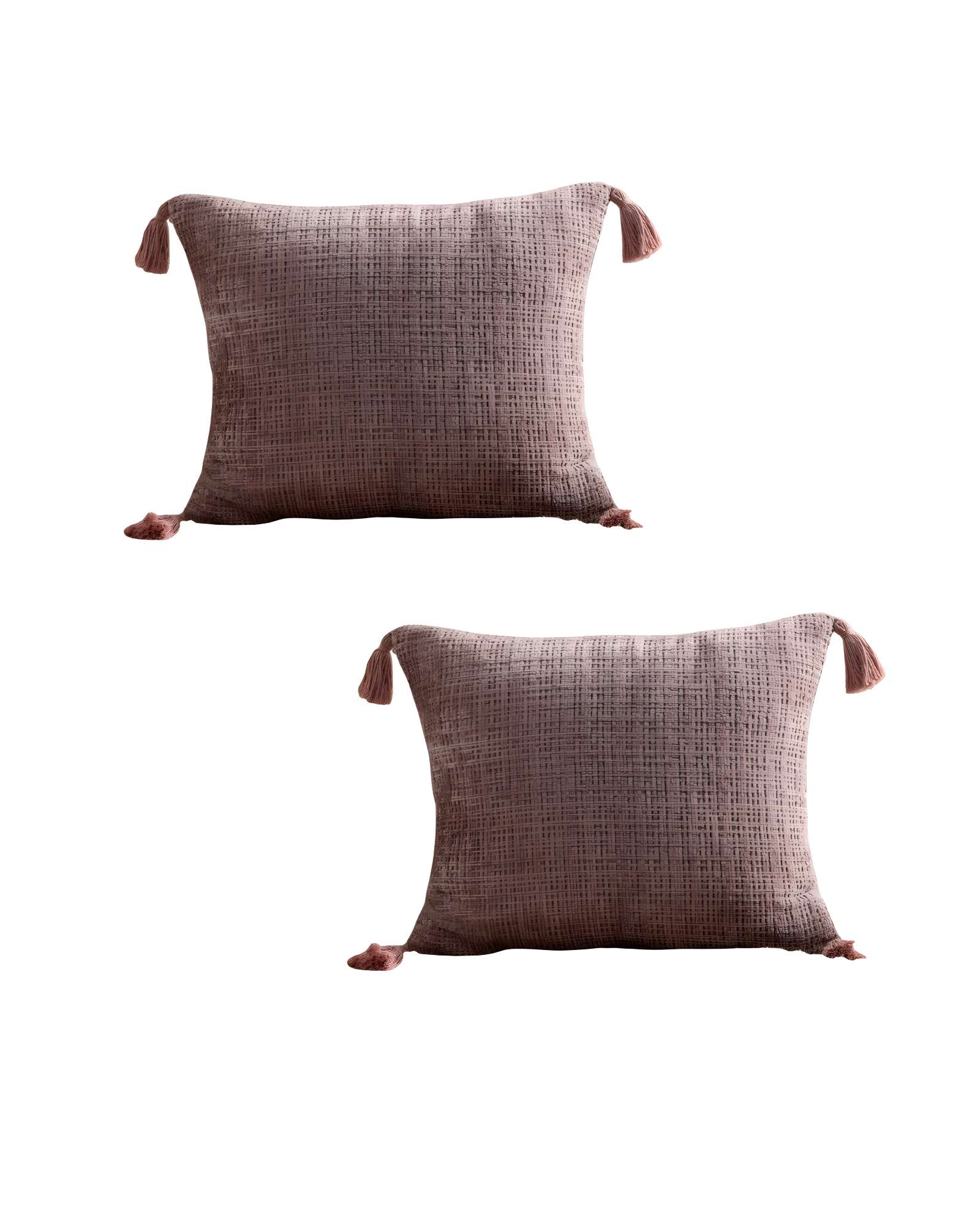 Genérico - Pack De 2 Fundas De Cojin Chenille Con Borlas 45X45 Rosa