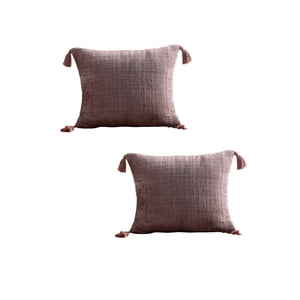 Genérico - Set De 2 Fundas De Cojin Chenille Con Borlas 45X45 Rosa