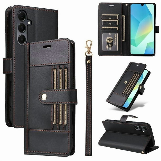 FOXDOCK Funda tipo Cartera para Samsung Galaxy A15 – Cubierta de Cuero PU con Múltiples Ranuras, Bolsillo para Efectivo y Correa de Muñeca
