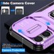 thumbnail image 3 of Funda Armada para iPhone 16 Plus con Tapa Deslizante y Soporte Magnético Giratorio Morado, 3 of 5