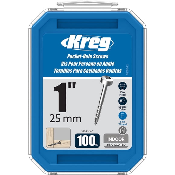 Tornillos Kreg de 25 mm Rosca Fina de Cabeza Plana 100 uds