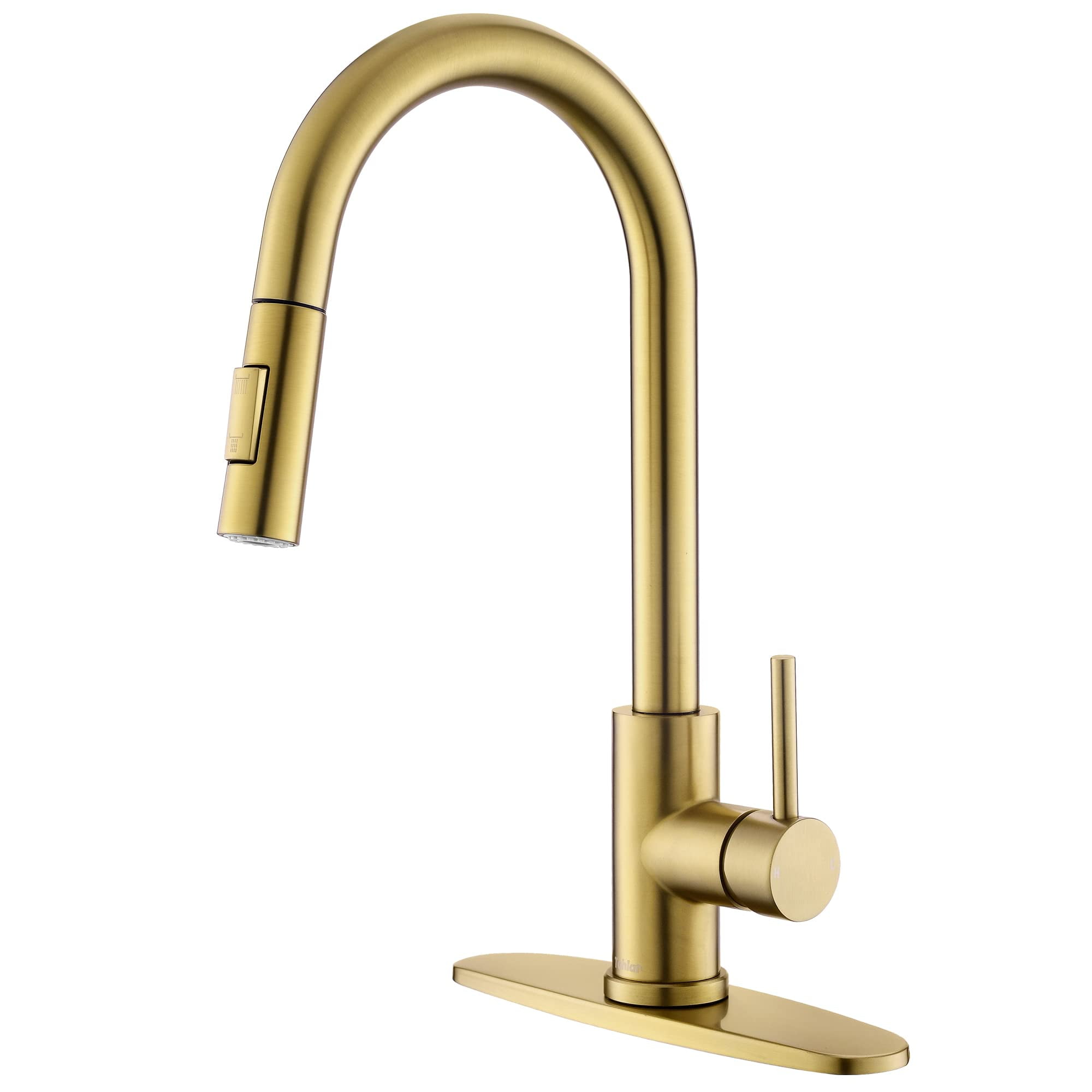 Grifo De Cocina Tohlar Gold Con Pulverizador Desplegable De Acero Inoxidable