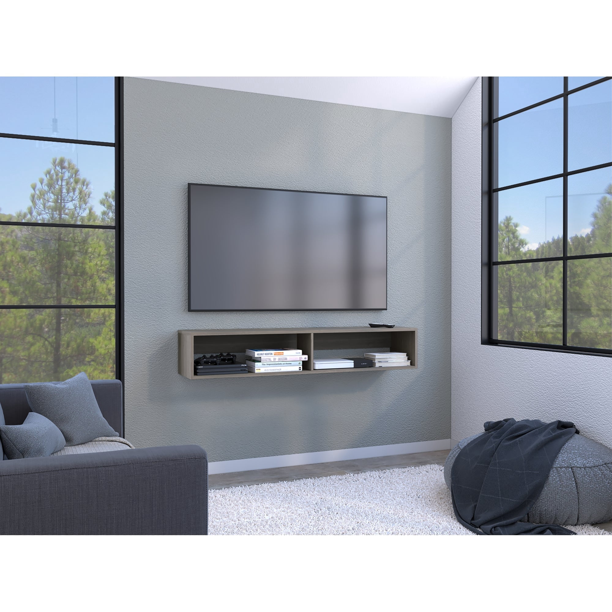 Tuhome - Panel Tv 60" R-150 Flotante Bardolino 26,5x150x32 Cm